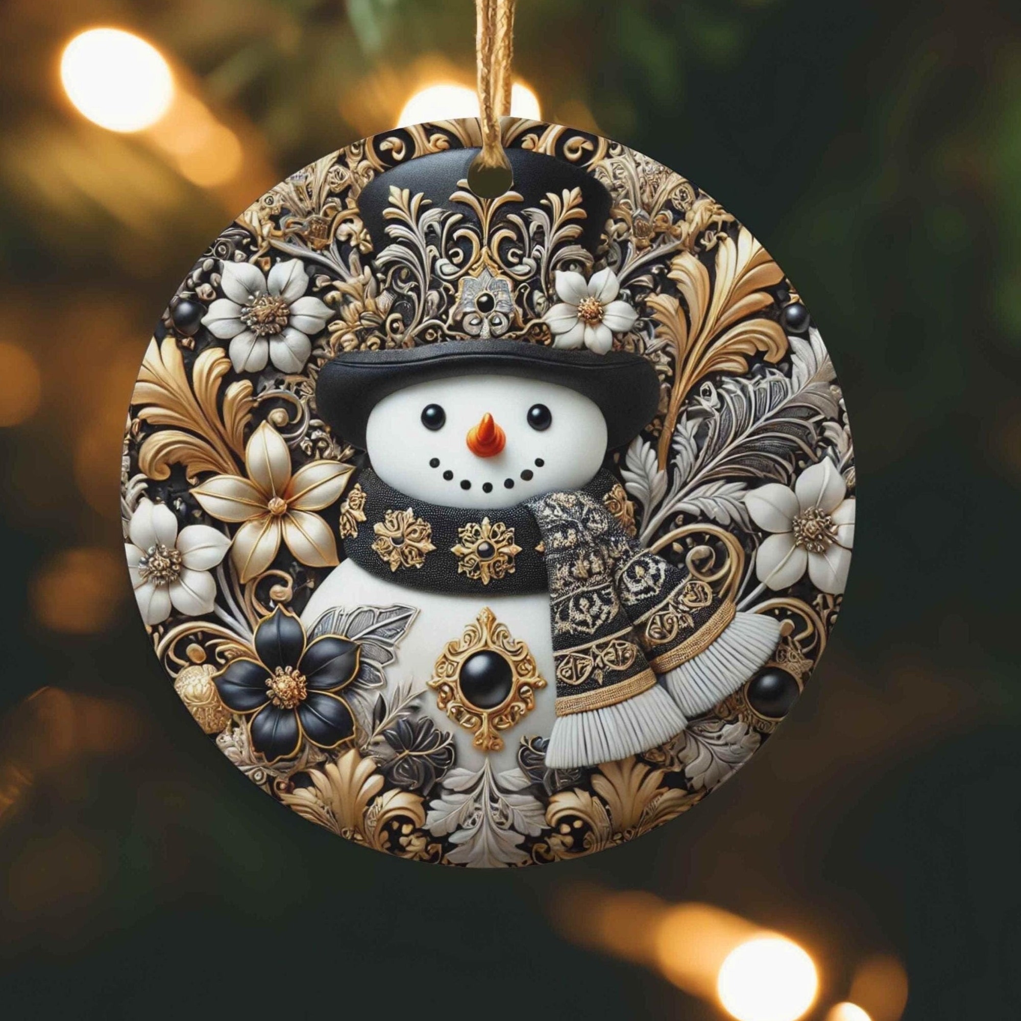 Luxury Gold and Silver Snowman Christmas Ornament