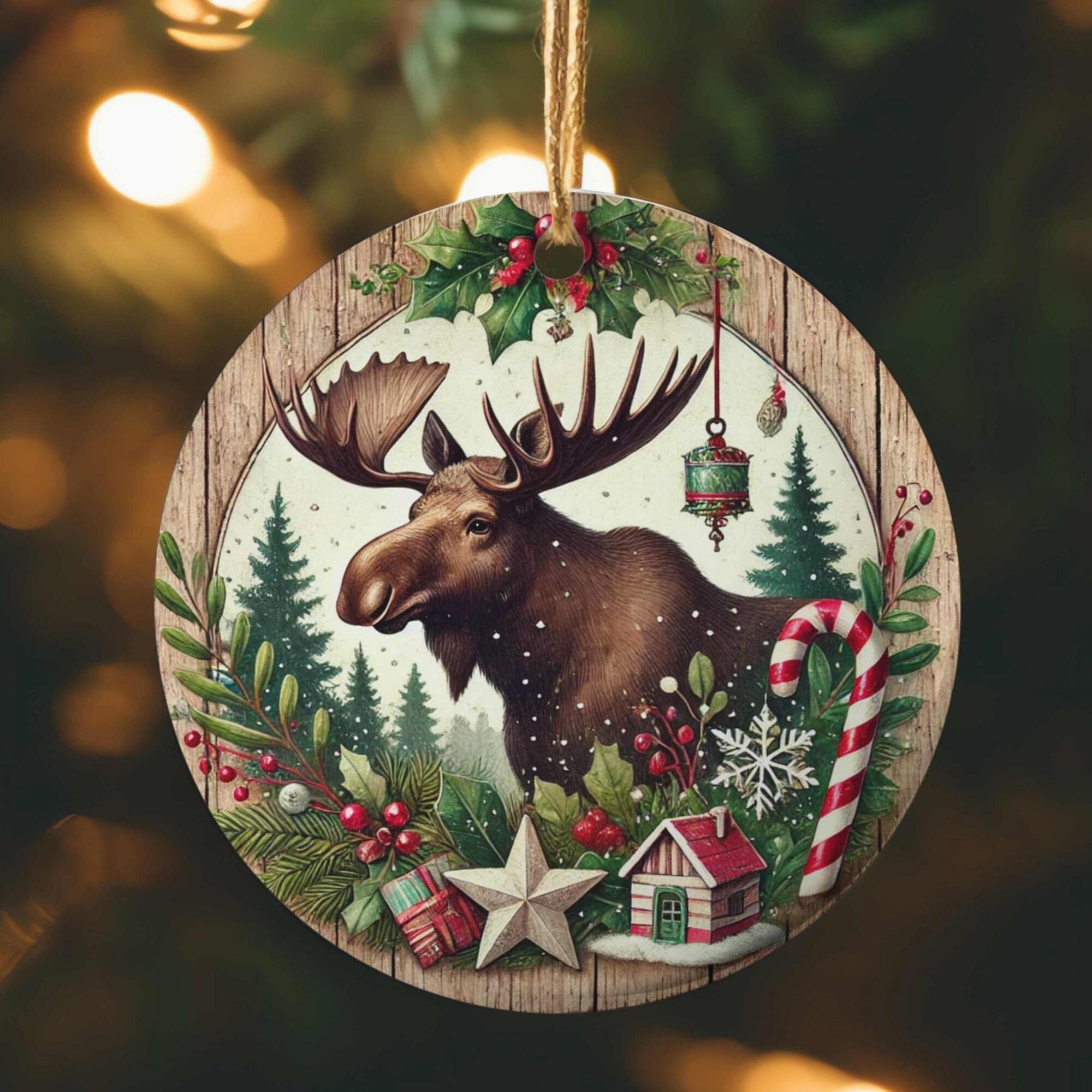 Round Deer Christmas Decoration Ornament