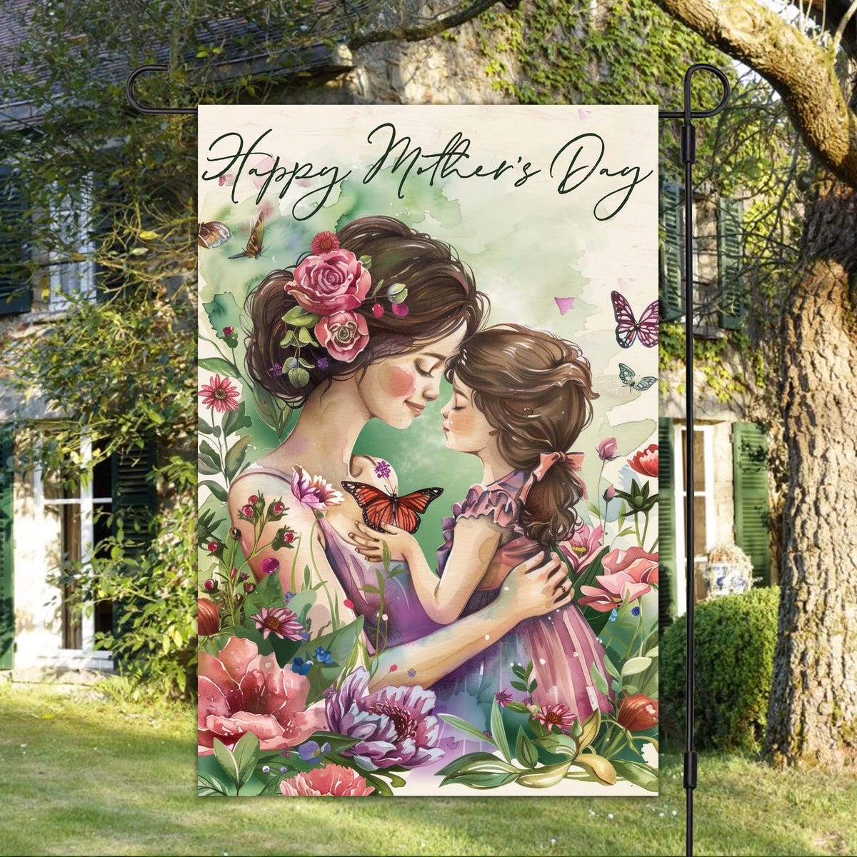 Happy Mother's Day Garden Flag - Heartfelt Mom Outdoor Yard Sign Gift Decor